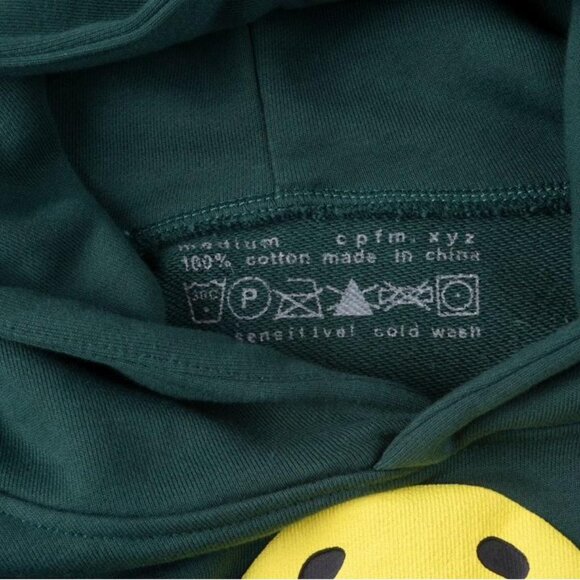 CPFM.XYZ Ink-Splashed Smiley Face Hooded Sweatshirt Green - Picture 7 of 8